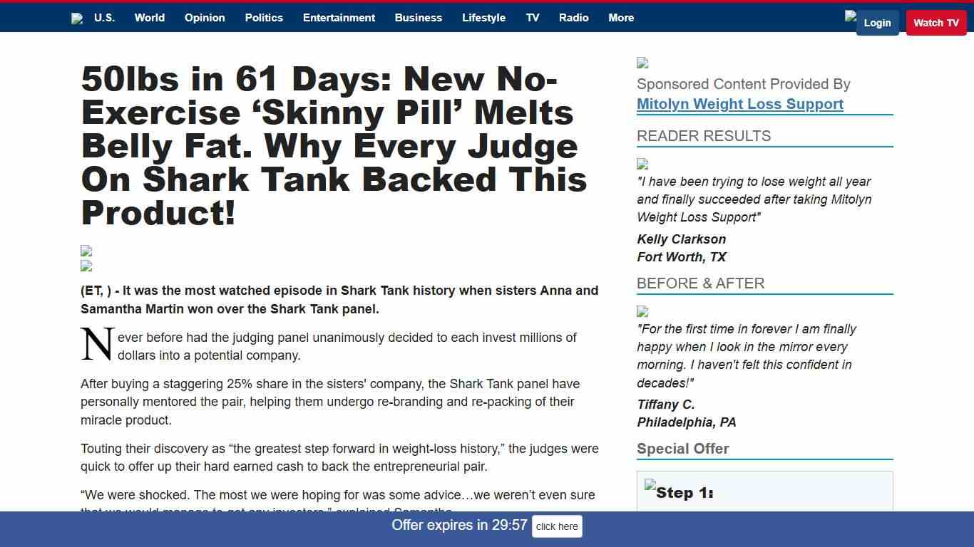 50lbs in 61 Days: New No-Exercise ‘Skinny Pill’ Melts Belly Fat. Why Every Judge On Shark Tank Backed This Product!